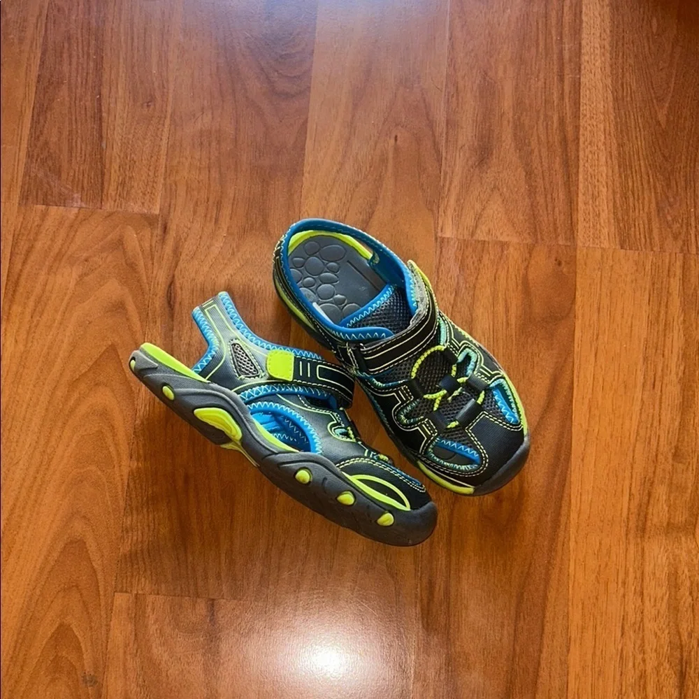 Wonder Nation Black and Neon Green Kids' Sneakers
